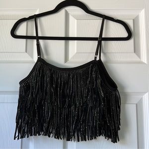 12th Tribe Eye Catcher Fringe Black Top